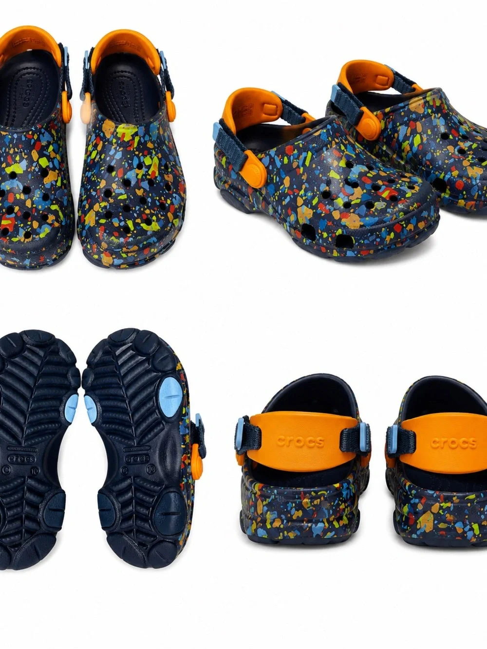 Crocs Kids’ Multi-Color Splash Clogs with Orange Strap